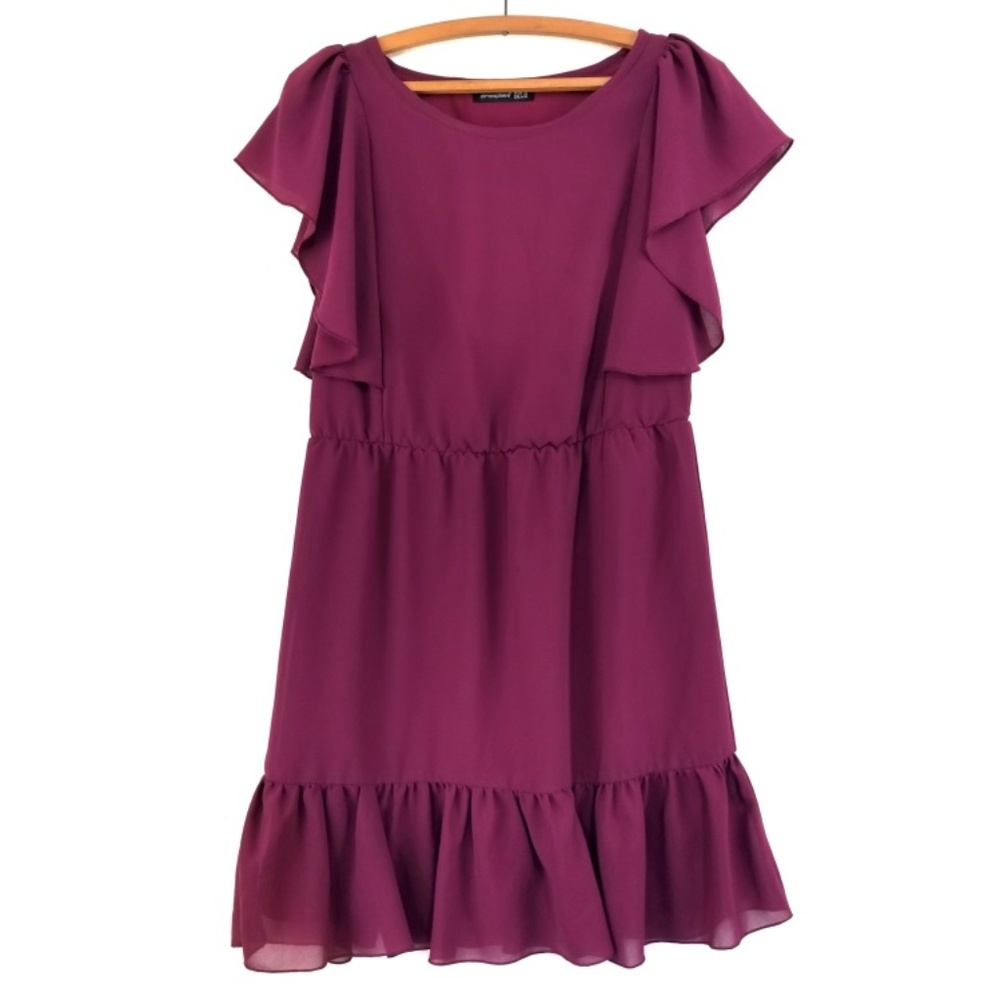 Atmosphere Wine Red Ruffled Fit Flare Mini Dress